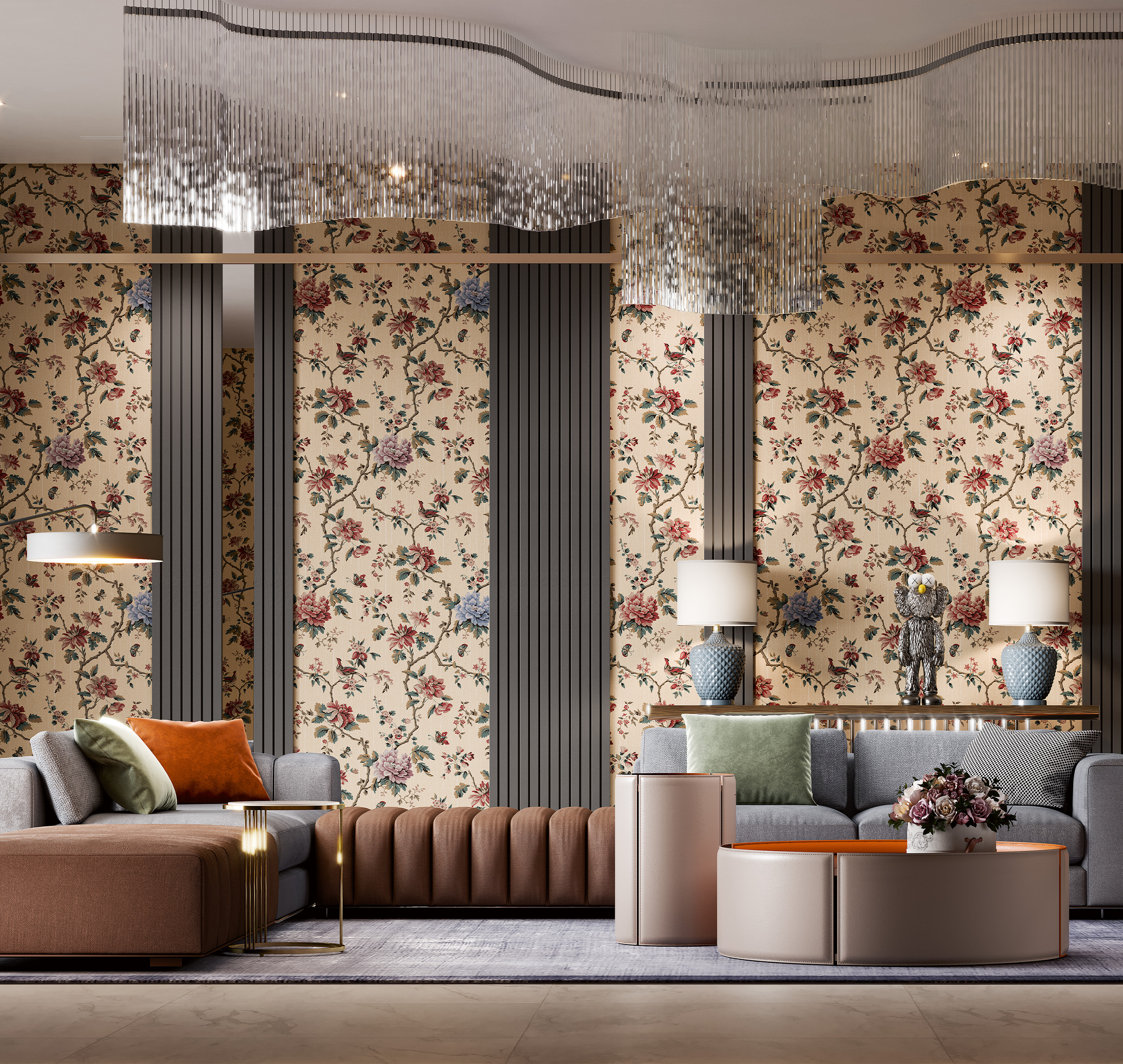 Панно Loymina Шелковый путь Шинуазри: Императорский сад SLK1 004 3×3 фото в интерьере